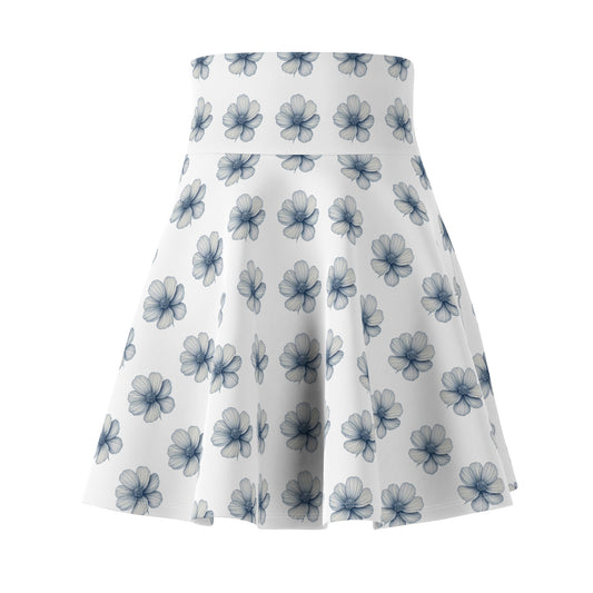 Blue Floral Women's Skater Skirt