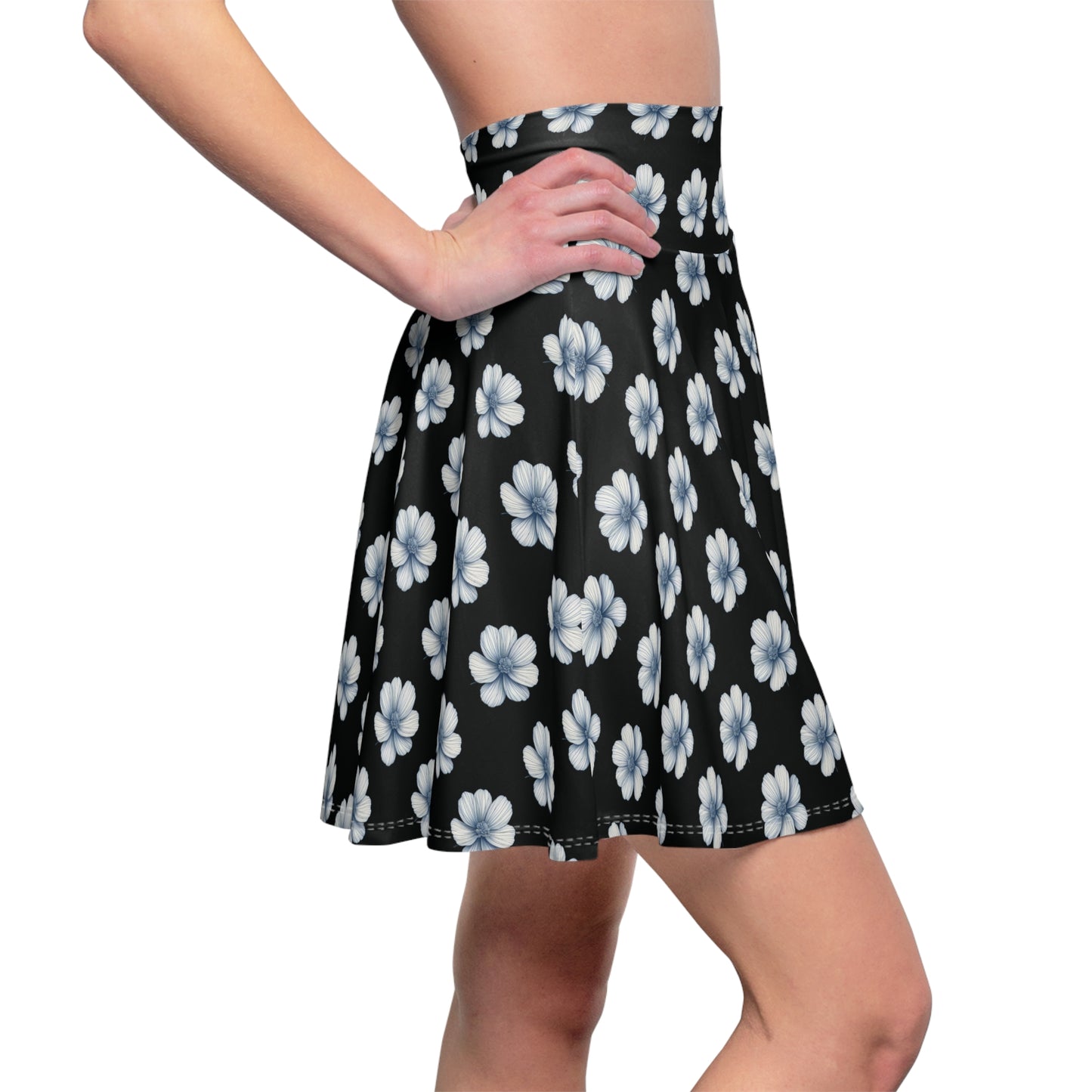 Black & Blue Floral Women's Skater Skirt