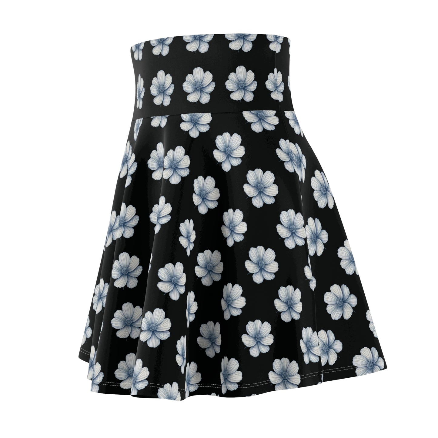 Black & Blue Floral Women's Skater Skirt