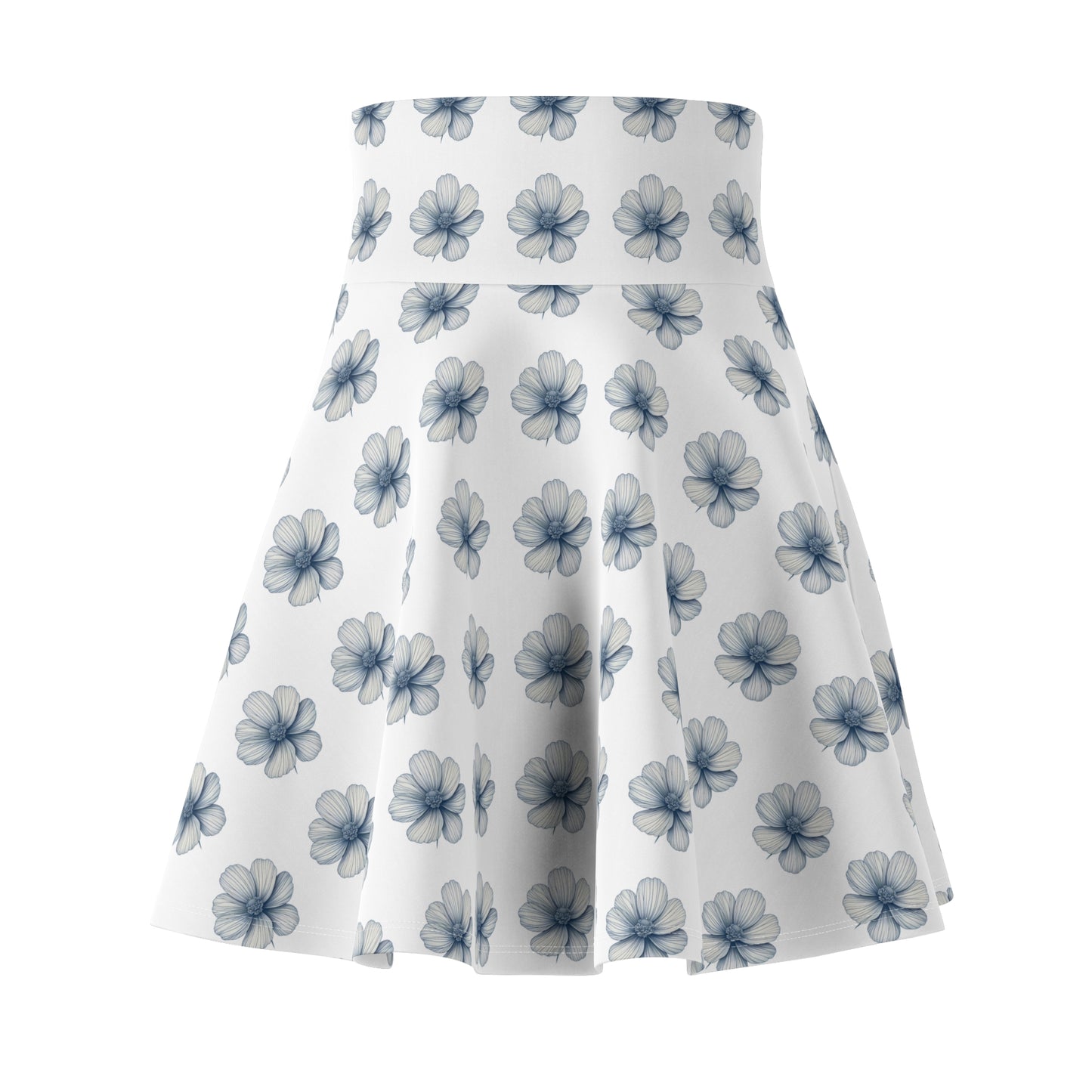 Blue Floral Women's Skater Skirt