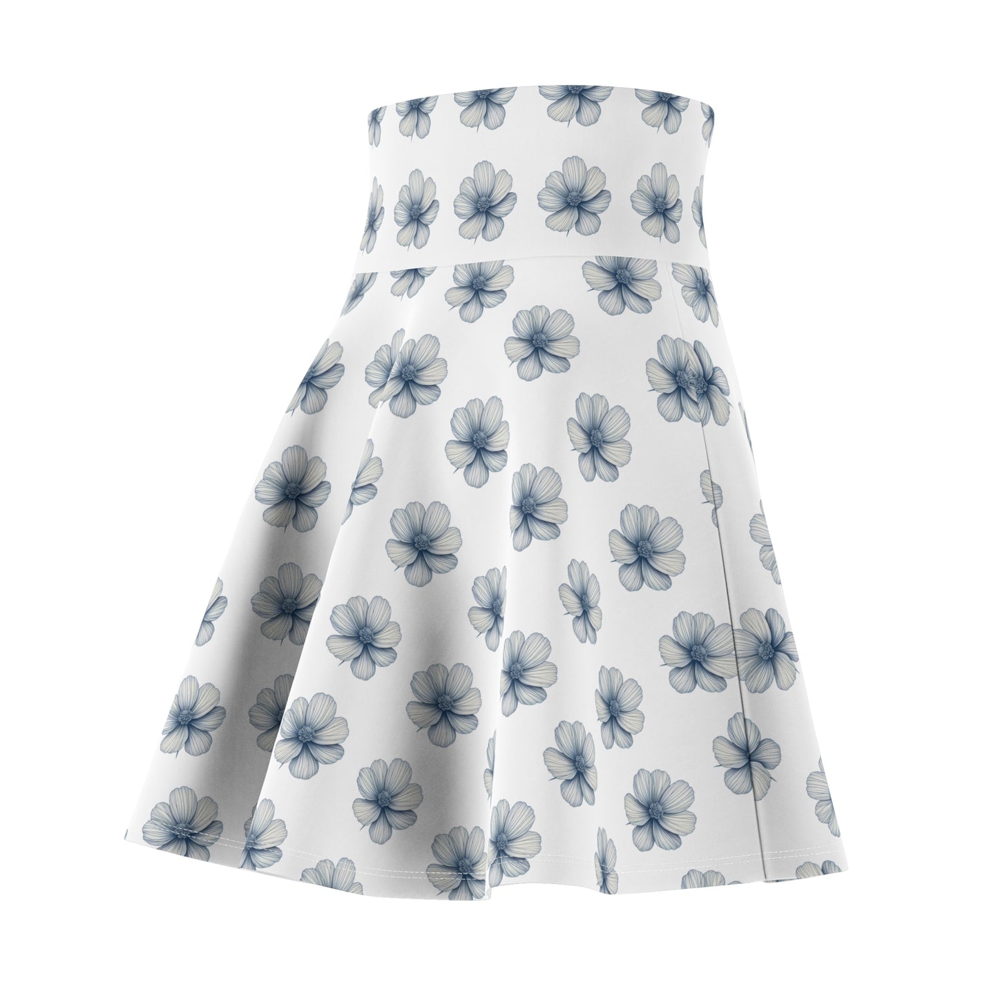 Blue Floral Women's Skater Skirt
