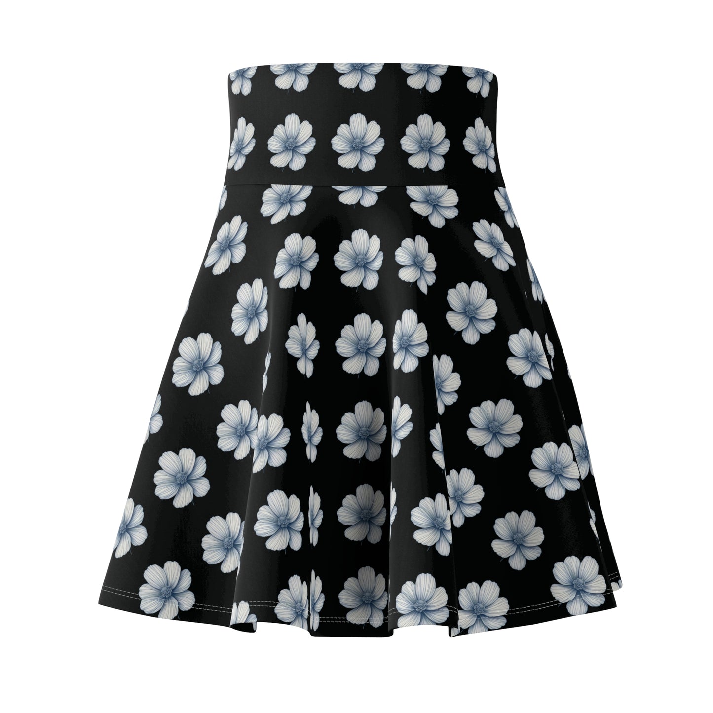 Black & Blue Floral Women's Skater Skirt
