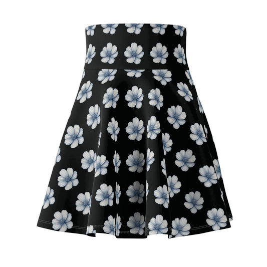 Black & Blue Floral Women's Skater Skirt