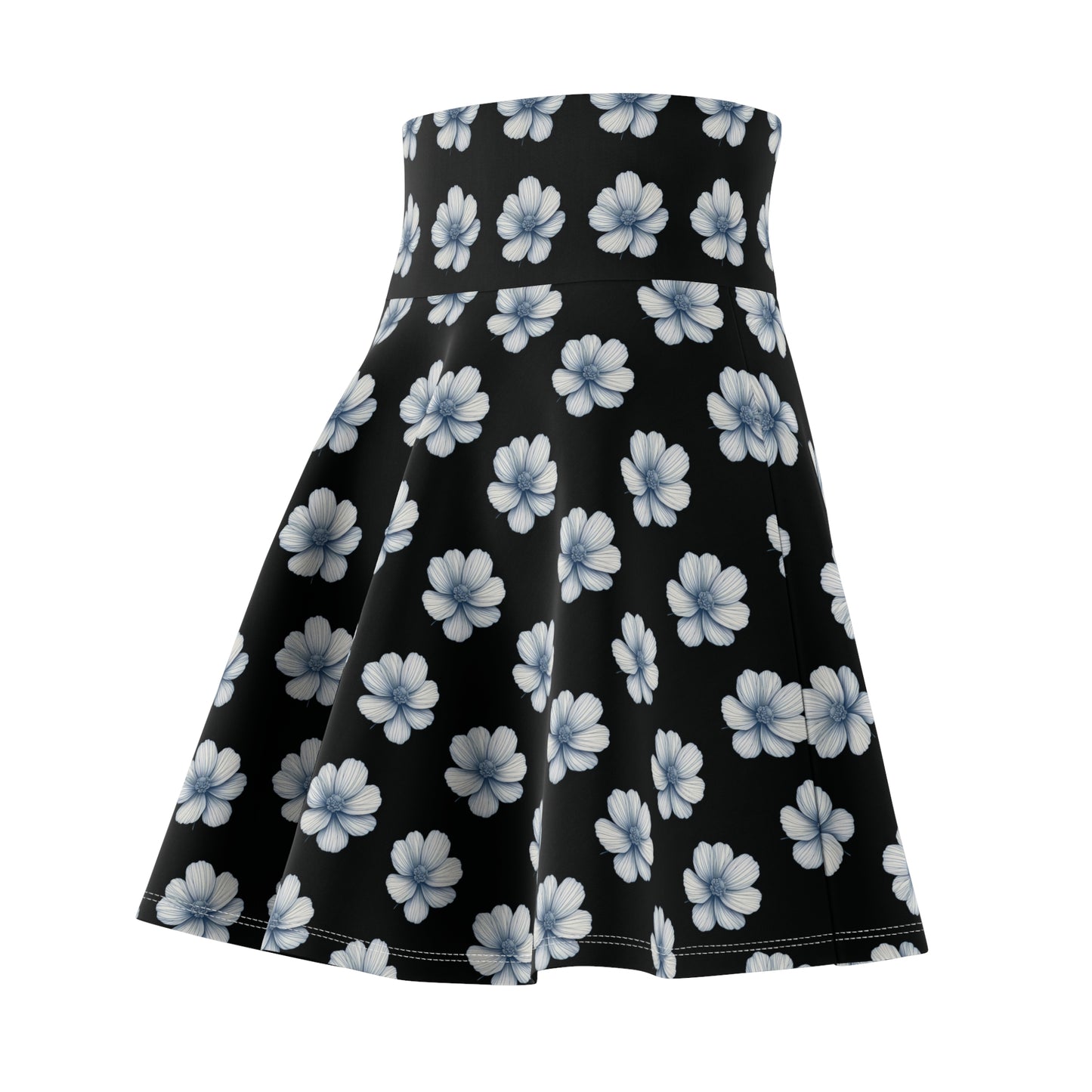 Black & Blue Floral Women's Skater Skirt