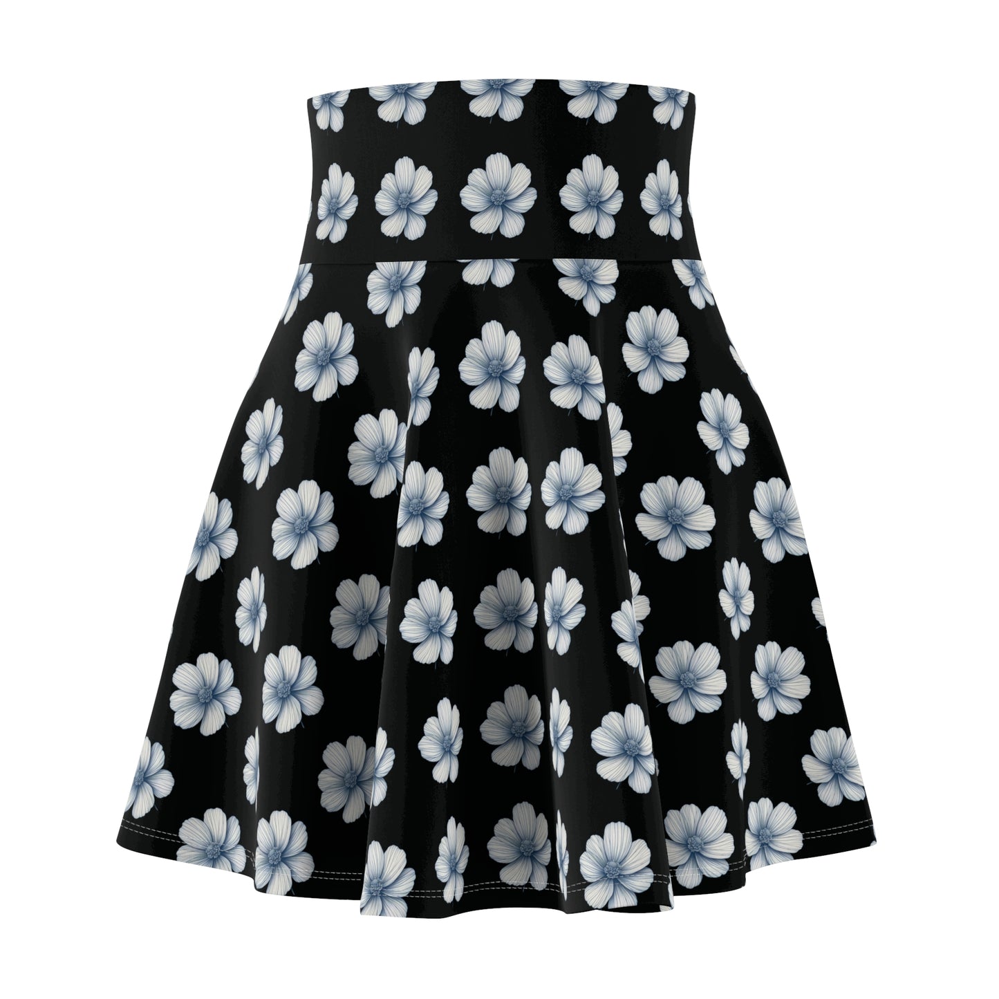 Black & Blue Floral Women's Skater Skirt