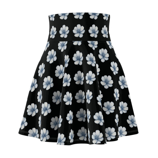 Black & Blue Floral Women's Skater Skirt