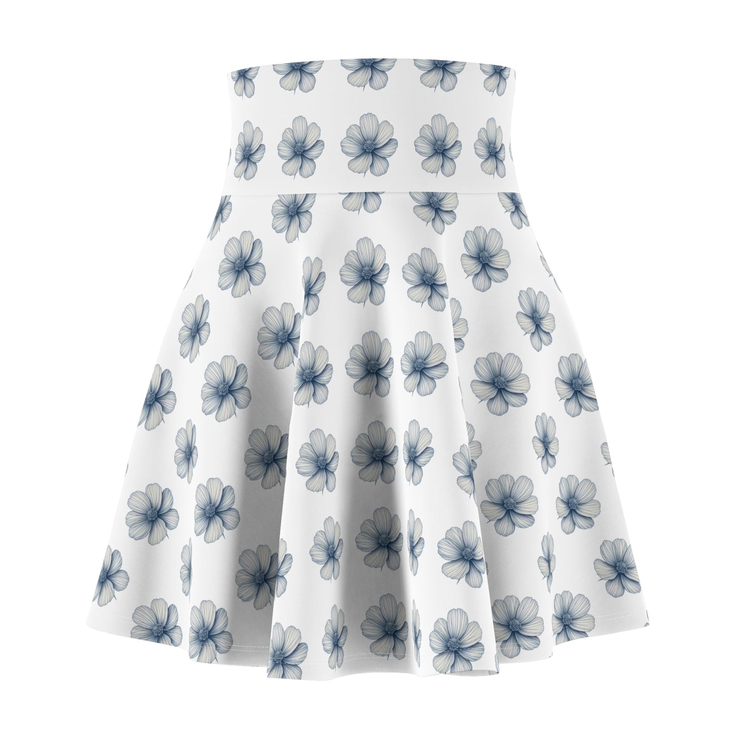 Blue Floral Women's Skater Skirt