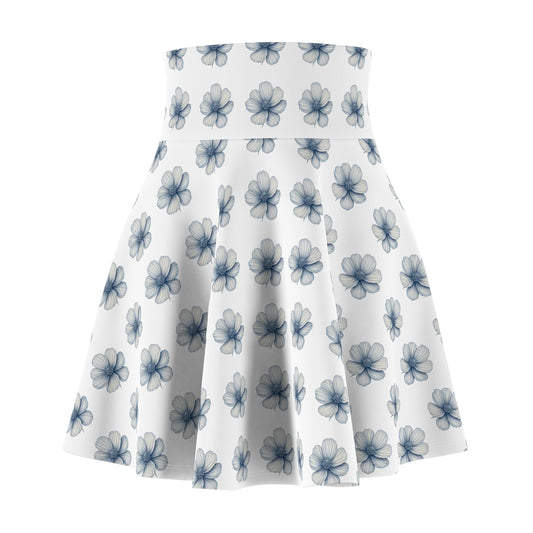 Blue Floral Women's Skater Skirt