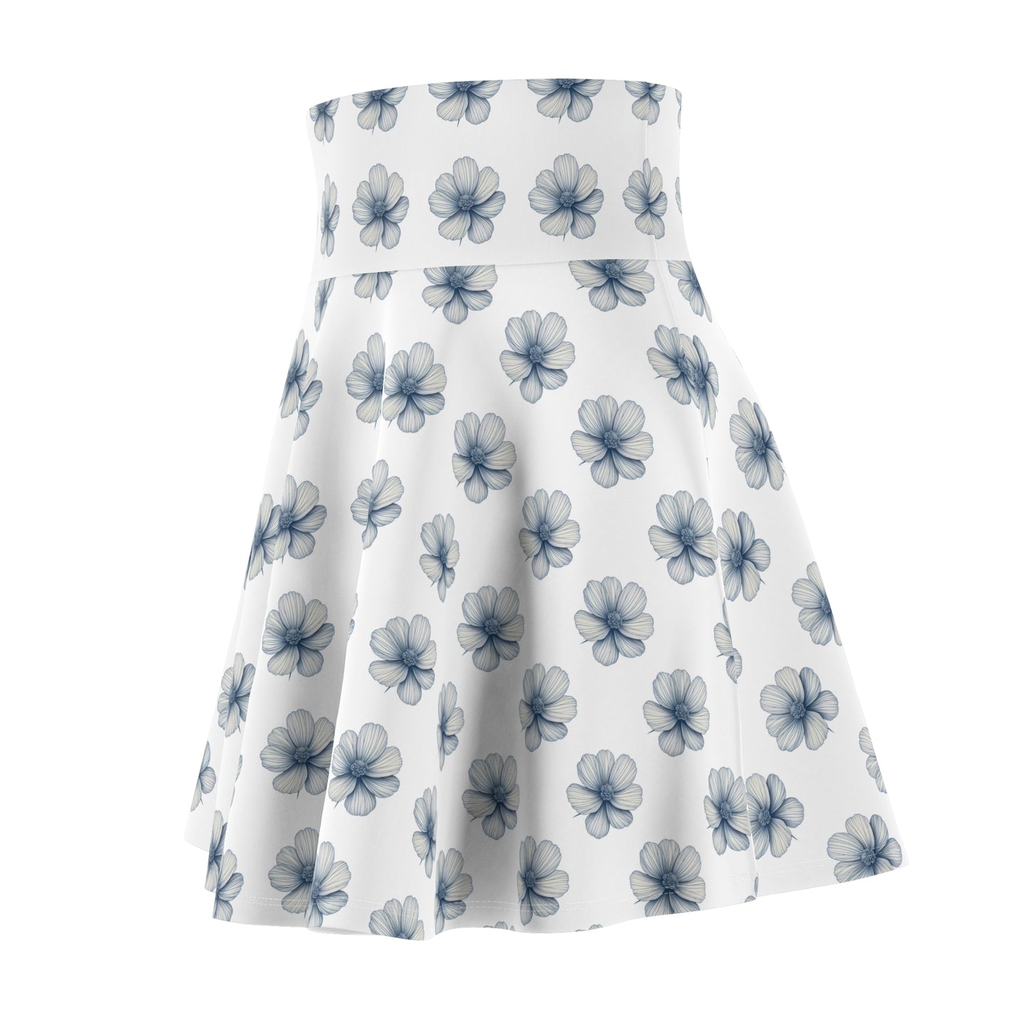 Blue Floral Women's Skater Skirt